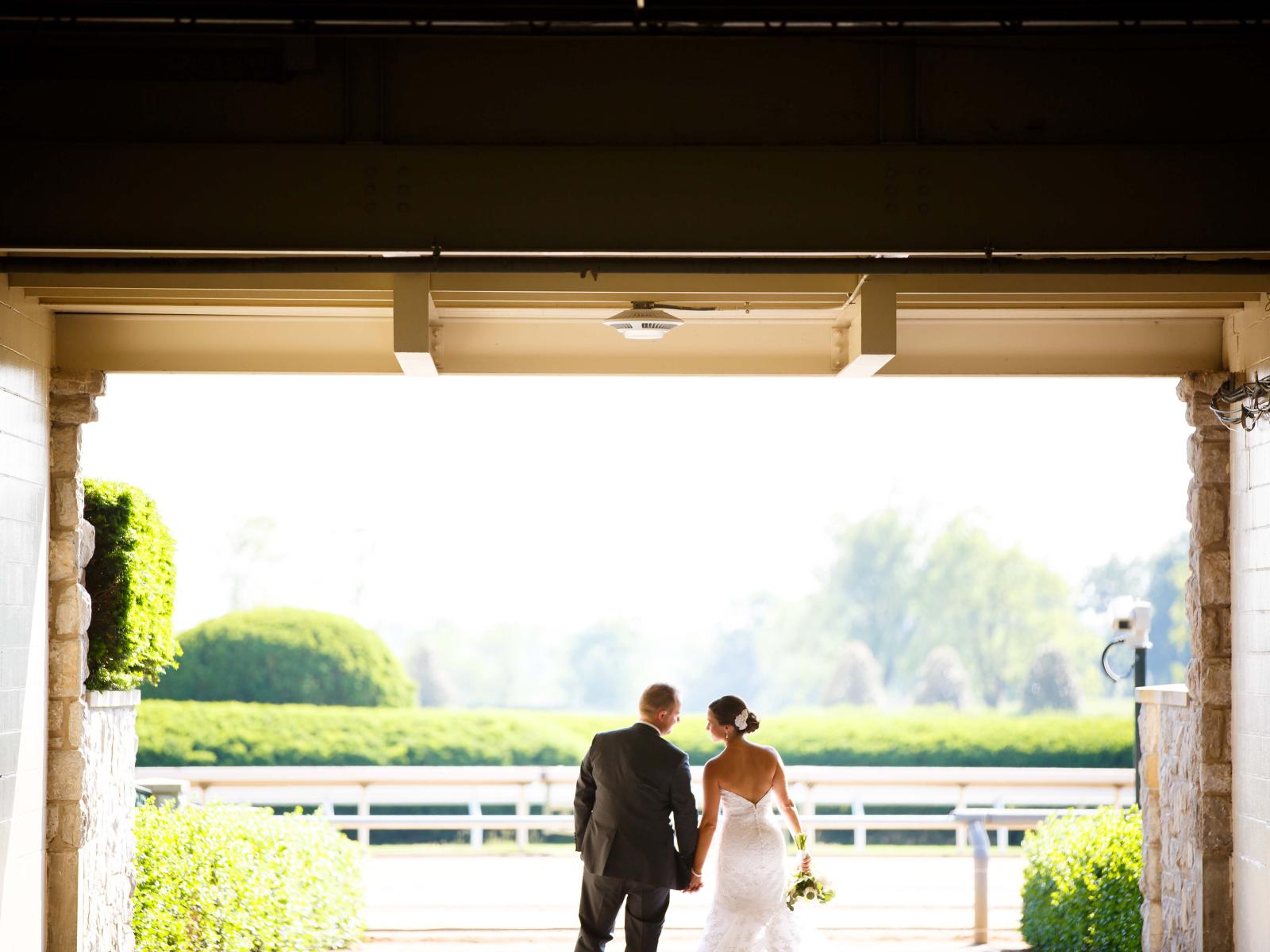 Wedding photo in tunnel