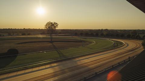 sunset over track